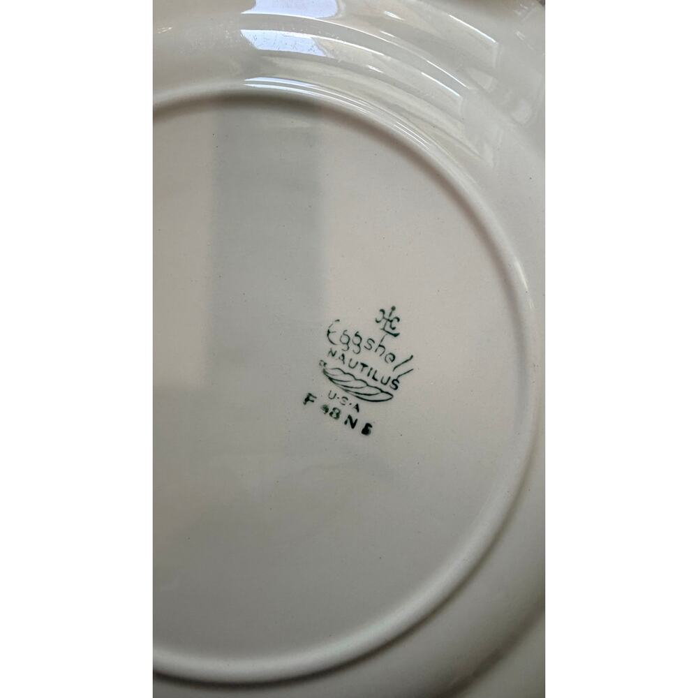 Vintage Set of 10 1948 Homer Laughlin Nautilus Floral Gold Trim 8” Salad Plates - Picture 3 of 4